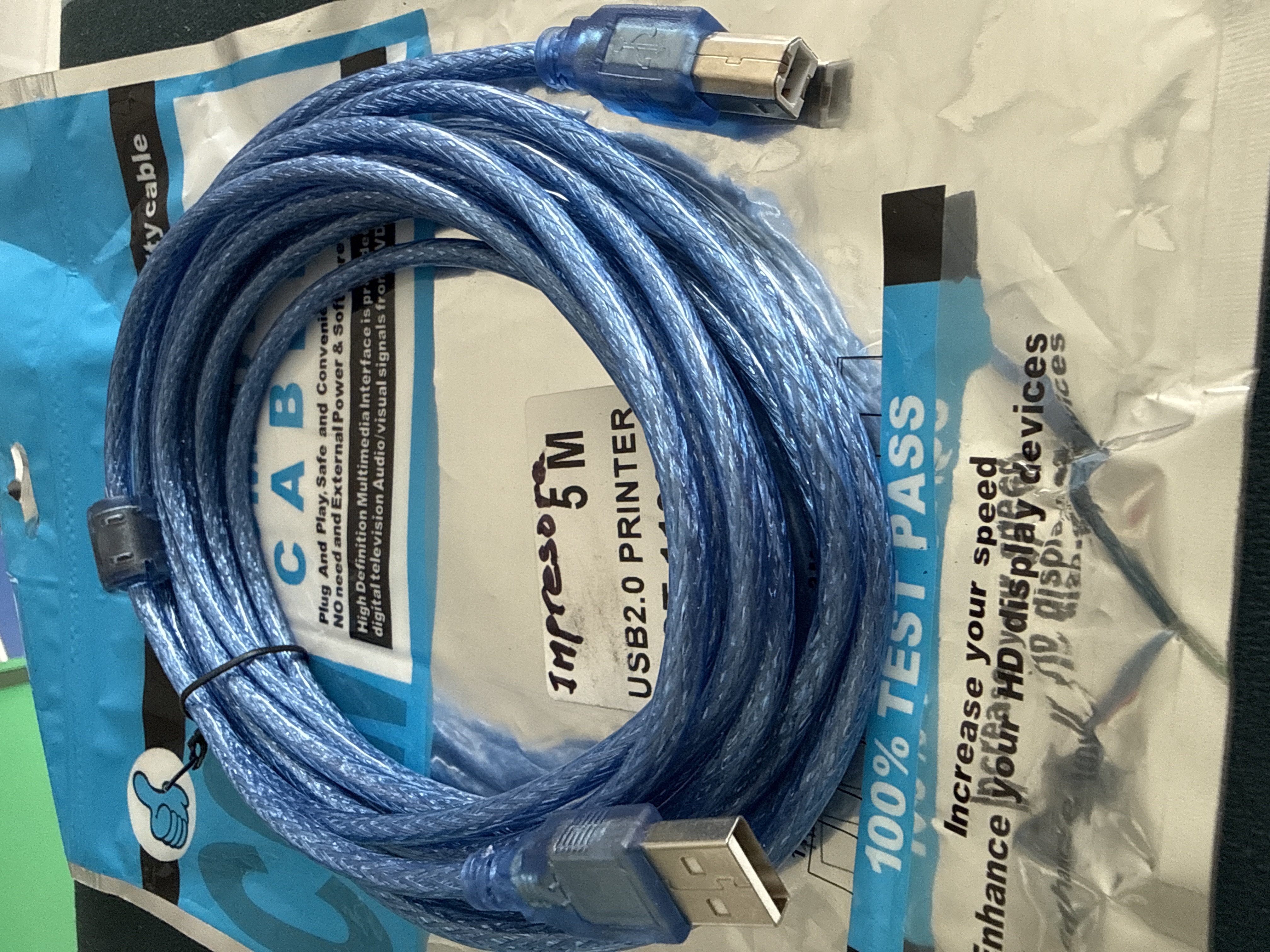 Cable USB 2.0 + puerto para Impresora 5M